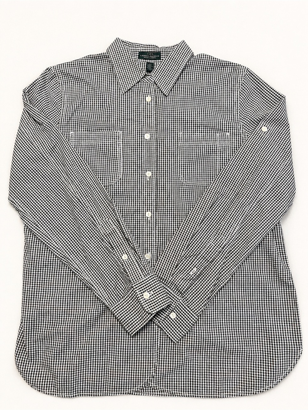 Women’s Lauren Jeans Co Ralph Lauren 100% Cotton Brown Gingham Button Down Shirt